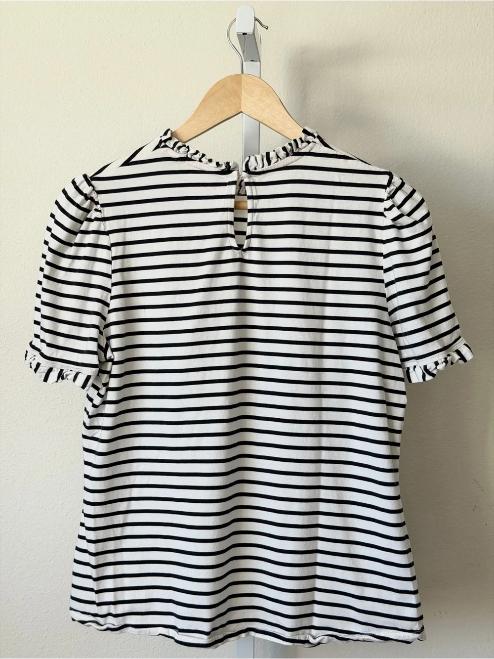Boden Cream Supersoft Frill Detail T-Shirt (US 12)
